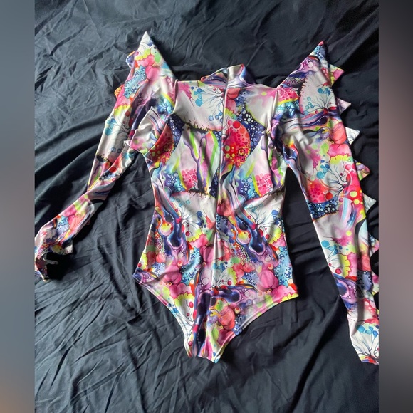 Coquetry Clothing custom made Spiked Mega Sharp Shoulder Romper Dreamscape Print - Picture 8 of 12